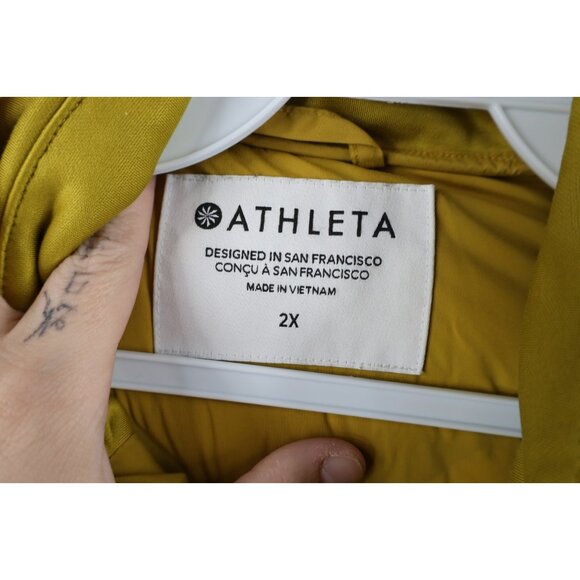 Athleta Womens Size 2X Duck Down Insulated Full Zip Puffer Vest Jacket Yellow - Picture 7 of 15
